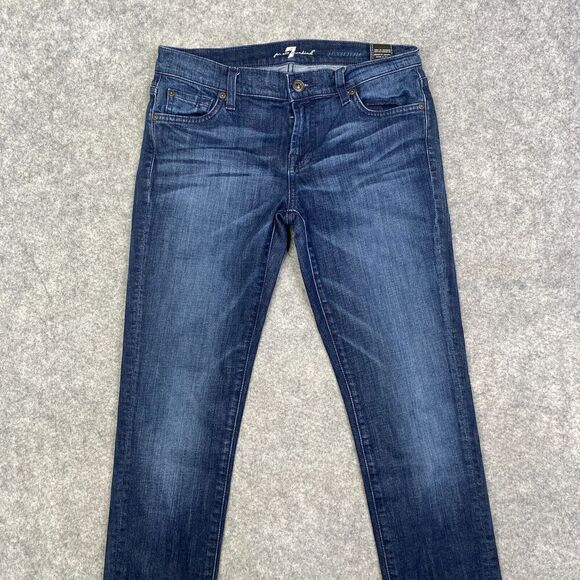 7 For All Mankind Jeans Womens 26 Roxanne Dark Blue Skinny Stretch Denim 30x31 - Picture 2 of 13